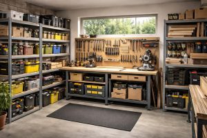 découvrez comment aménager un atelier pratique et fonctionnel dans votre garage à angers avec les conseils et produits de leroy merlin et castorama.