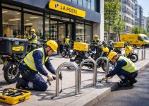 la poste installe des arceaux sécurisés afin d'améliorer l'efficacité et la sécurité des livraisons destinées aux professionnels.