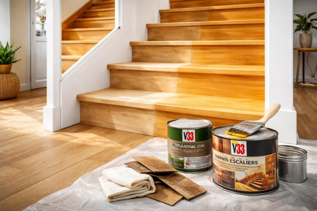 Rénover un escalier en bois avec les produits V33 : tutoriel complet